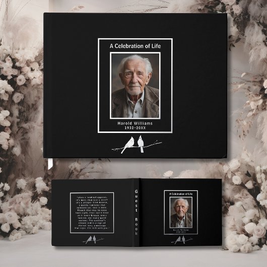 Black Silve Cardinals Real Foil Funeral GuestBook  ゲストブック