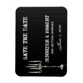 Black Silver上のゴシック様式のカンデラブラ日付を保存 マグネット