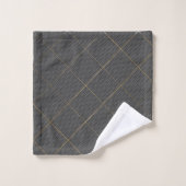 BLACK SILVER ABSTRACT CIRCLES GRID BATH TOWEL SET バスタオルセット (ウォッシュタオル)