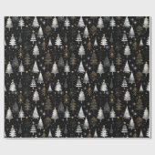 Black, Silver and Gold Christmas Trees ラッピングペーパー (フラット)