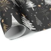 Black, Silver and Gold Christmas Trees ラッピングペーパー (ロールコーナー)