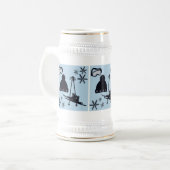 Black, silver & blue snow designs. ビールジョッキ (正面左)