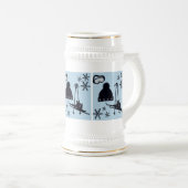 Black, silver & blue snow designs. ビールジョッキ (正面右)