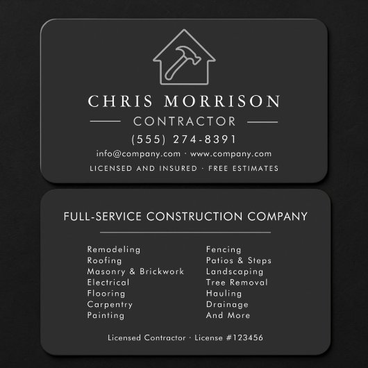 Black Silver Building Contractor 名刺
