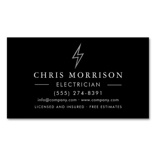 Black Silver Electrician  マグネット名刺 (正面)