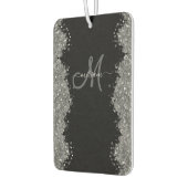 Black Silver Faux Glitter Grey Modern Monogram カーエアーフレッシュナー (左)