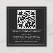 Black Silver Floral Royal Wedding RSVP QR Code  エンクロージャーカード (裏面)