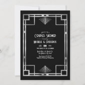 Black & Silver Gatsby Art Deco Couples Shower 招待状 (正面)