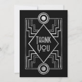Black & Silver Gatsby-Inspired Art Deco Wedding サンキューカード (正面)