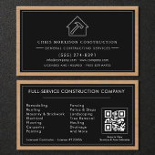 Black & Silver General Contractor QR Code Wood  名刺