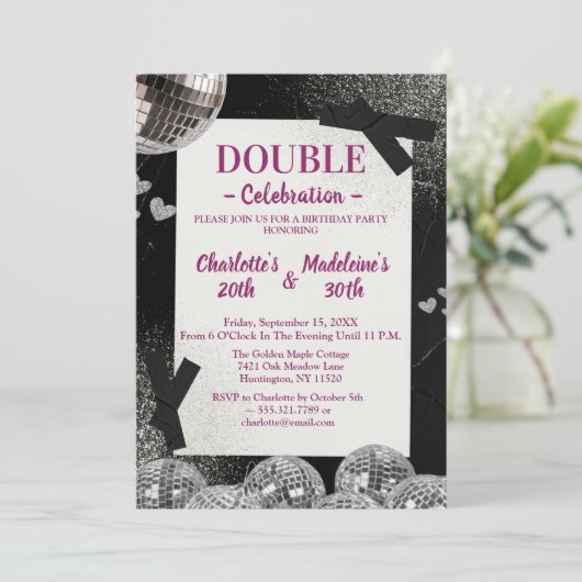 Black Silver Glamour Disco  Joint Birthday 招待状 (スタンド正面)