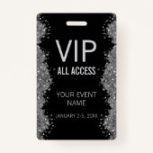 Black Silver Glitter Event VIP All Access Pass ID  バッジ (正面)