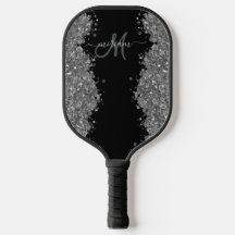 Black Silver Glitter Grey Modern Monogram
