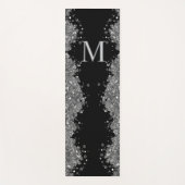 Black Silver Glitter Grey Modern Monogram ヨガマット (正面)