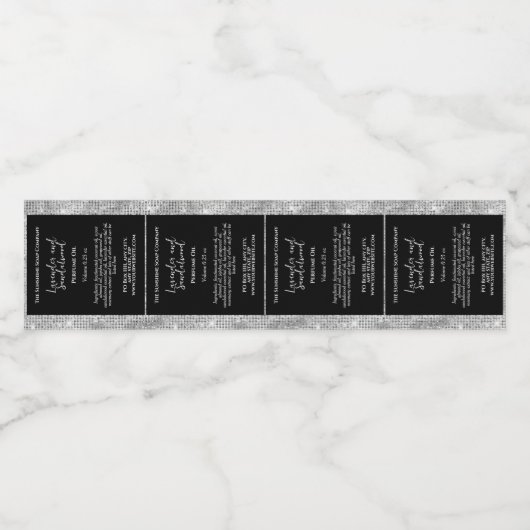 Black & Silver Glitter Perfume Roller Bottle label ペットボトルラベル (シングルラベル)