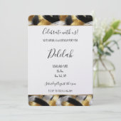 Black Silver Gold Glam Abstract Birthday 招待状 (スタンド正面)