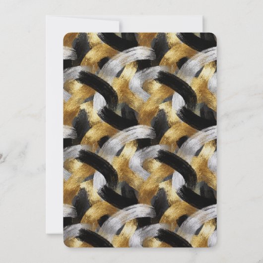 Black Silver Gold Glam Abstract Birthday 招待状 (裏面)