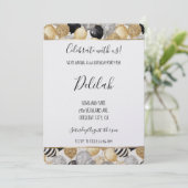 Black Silver Gold Glam Balloons Birthday 招待状 (スタンド正面)