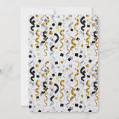 Black Silver Gold Glam Confetti Birthday 招待状 (裏面)
