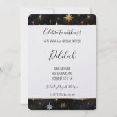 Black Silver Gold Glam Firework Stars Birthday 招待状 (正面)