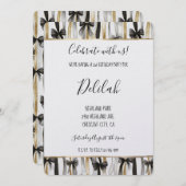 Black Silver Gold Glam Ribbons & Bows Birthday 招待状 (正面/裏面)