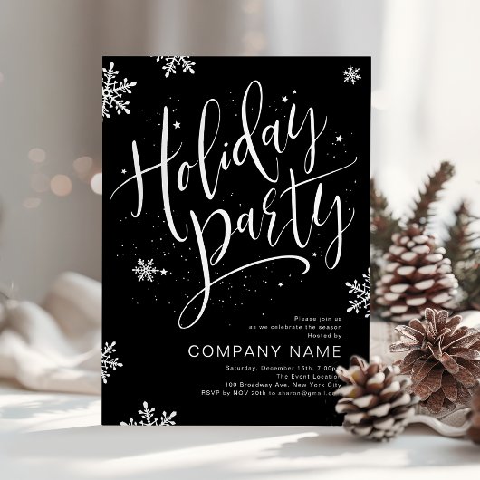 Black Silver handwritten calligraphy holiday Party 箔シーズンカード