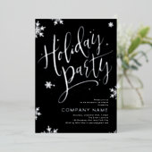 Black Silver handwritten calligraphy holiday Party 箔シーズンカード (立ち正面)