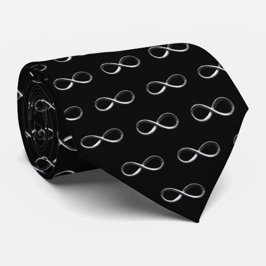 Black & Silver Infinity Pattern Necktie. ネクタイ (ロール)