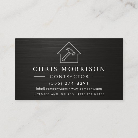 Black Silver Metallic Building Construction 名刺 (正面)