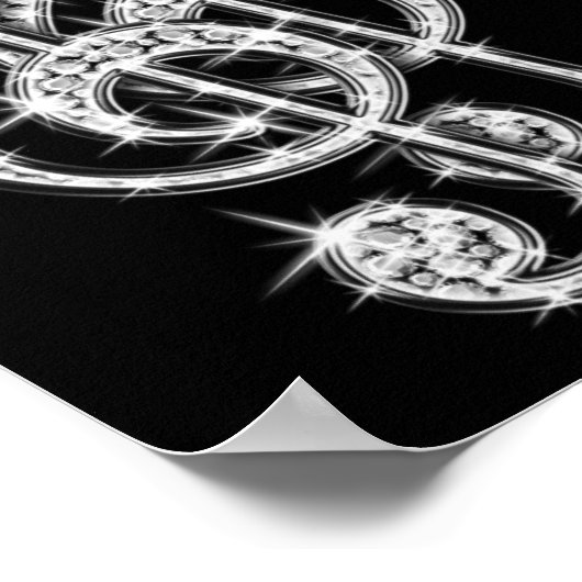 Black/Silver Music Note & Stiletto 60th Birthday ポスター (角)