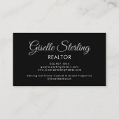 Black Silver Photo Monogram Realtor QR Code 名刺 (裏面)