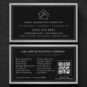 Black Silver Roofing Construction Services QR Code 名刺