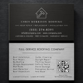 Black Silver Roofing Roofer Contractor QR Code 名刺