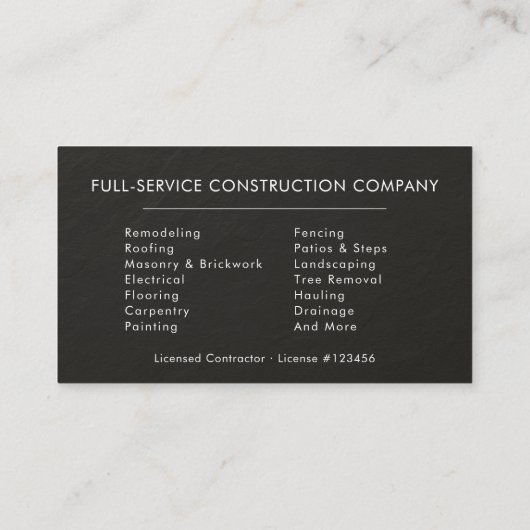 Black Silver Slate Stone Building Construction  名刺 (裏面)