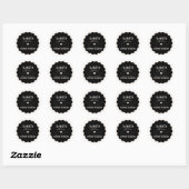 Black Simple Baked With Love Scallop Sticker ラウンドシール (シート)