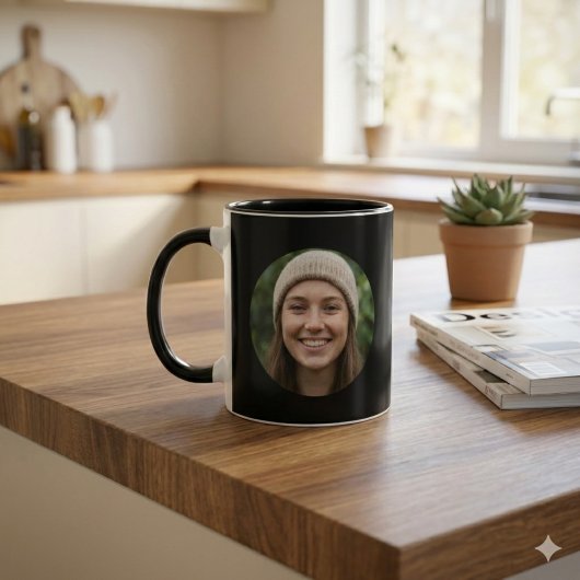 Black Simple Custom Photo Minimal Modern Design マグカップ