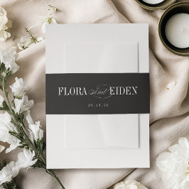 Black Simple Elegant Timeless Typography Wedding 招待状ベリーバンド