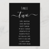 Black Simple Modern Script Seating Chart Card (正面)