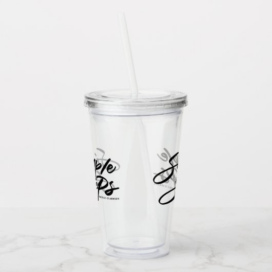 Black Simple Steps Quote Modern Calligraphy アクリルタンブラー (左)