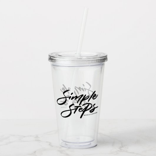 Black Simple Steps Quote Modern Calligraphy アクリルタンブラー (裏面)