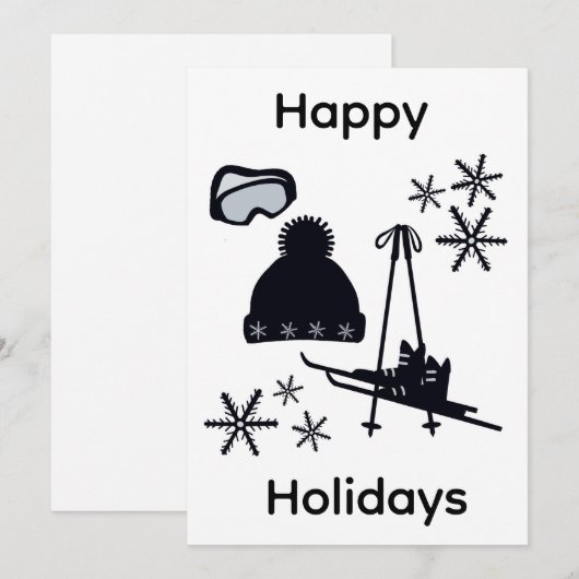 Black ski & winter designs  シーズンカード (正面/裏面)