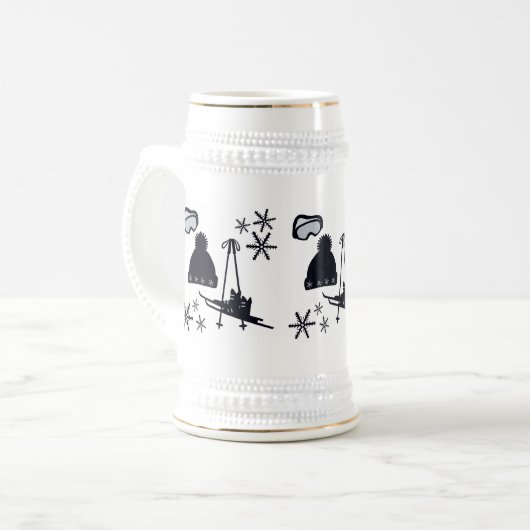 Black ski & winter designs  ビールジョッキ (正面左)