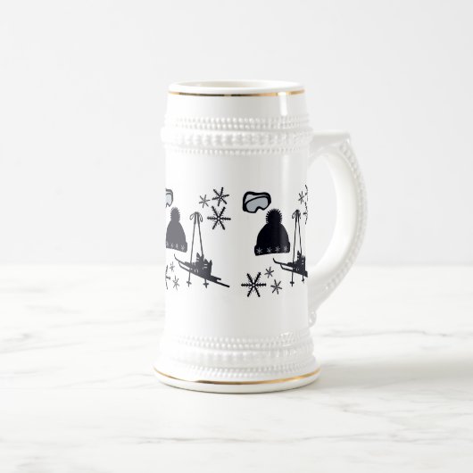 Black ski & winter designs  ビールジョッキ (正面右)