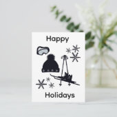 Black ski & winter designs ポストカード (スタンド正面)