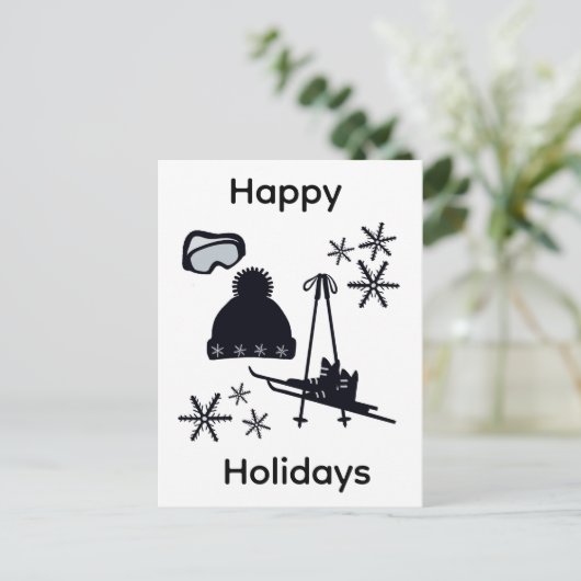 Black ski & winter designs ポストカード (スタンド正面)