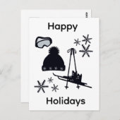 Black ski & winter designs ポストカード (正面/裏面)