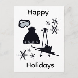 Black ski & winter designs ポストカード