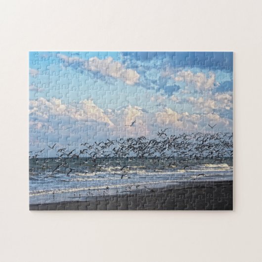 Black Skimmers Take Off on Cape Canaveral Beach ジグソーパズル (横)