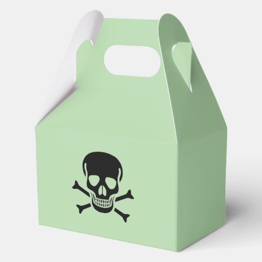 Black Skull green gable favor boxes medium フェイバーボックス (正面)