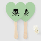 Black Skull green heart hand fans ハンドファン (正面&裏面)